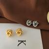Rock Smooth Small Metal Knot Twist Flower Earrings Fashion Punk Geometry Creative Jewelry Gift