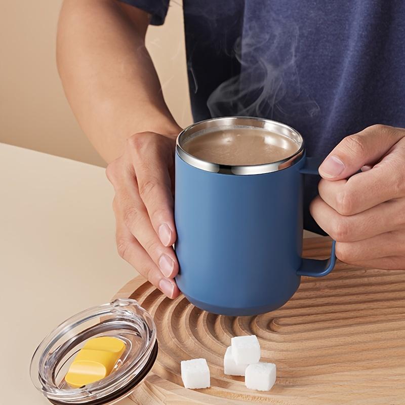 1pc 304 Stainless Steel Portable Coffee Cup with Lid, Sealed Cup for Home Use, Drinking Cup for Office, Insulated Cup