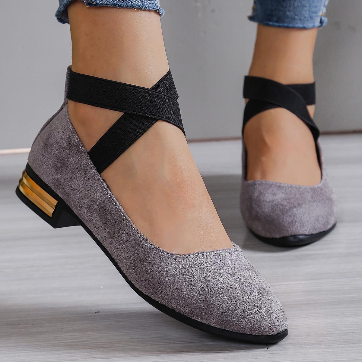 

2025 Women Flats Shoes Ballet Non Slip Ankle Elastic Belt Shoes Ladies Outdoor Comfortable Sneakers Women Trend Walking Loafers 35
