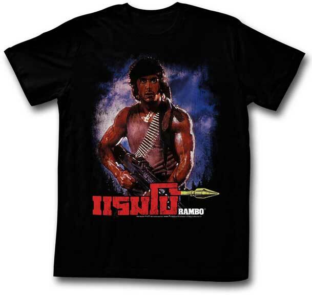 Rambo First Blood Rocket Launcher Movie Poster Men T Shirt 80 Movie Merch S