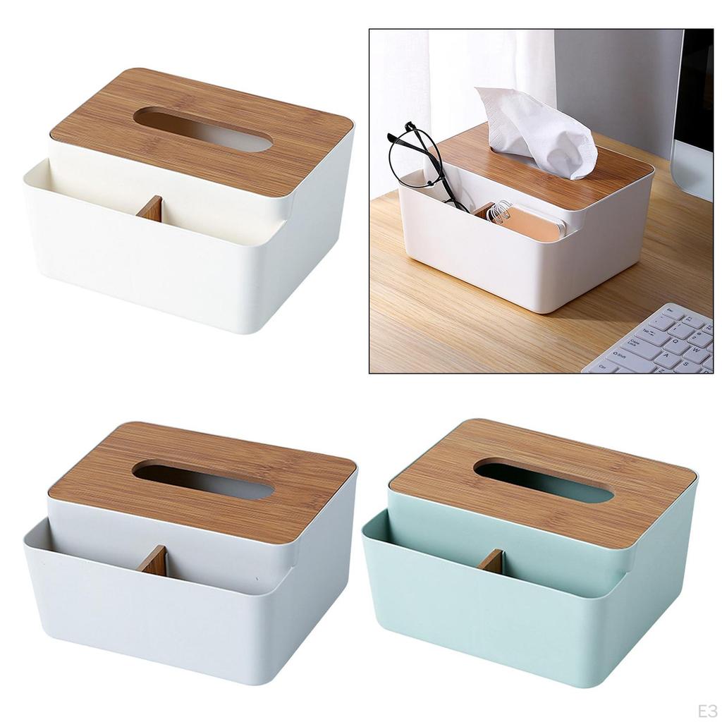 Multifunctional Tissue Box Cover Holder Desk Organizer Rectangle Bedside Decorative for