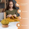 Handmade Wooden Yarn Holder Rotating Ball Thread Stand with Storage Base Desk Organizer for Knitting Crochet