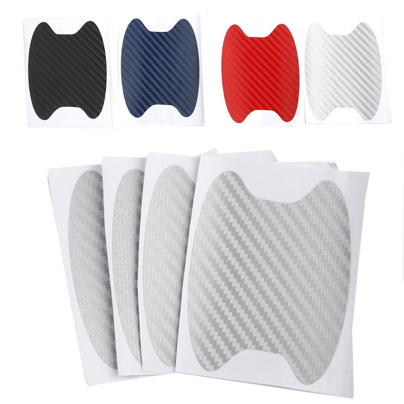 Carbon Fiber Car Door Handle Protective Stickers, 4-Piece Set