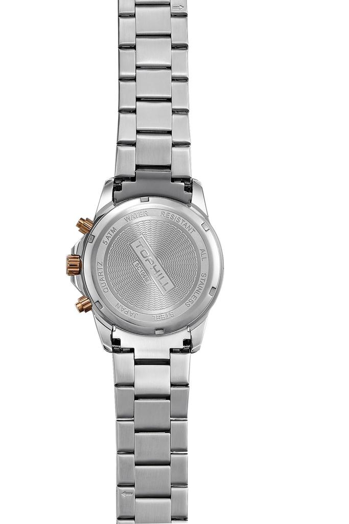 TOPHILL Watch Business Quartz Arm Watch Chronograph 316L Stainless Steel Band Easy To See Luminous 50M Water Resistant Present Arm Watch for Men Rose