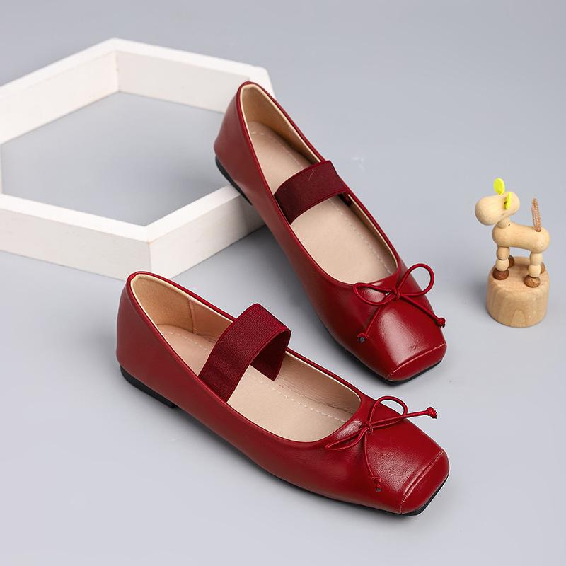 IPPEUM Mary Janes Women Ballet Flats Plus Size 44 Square Toe Pumps Flat 2025 New Ballerina Shoes