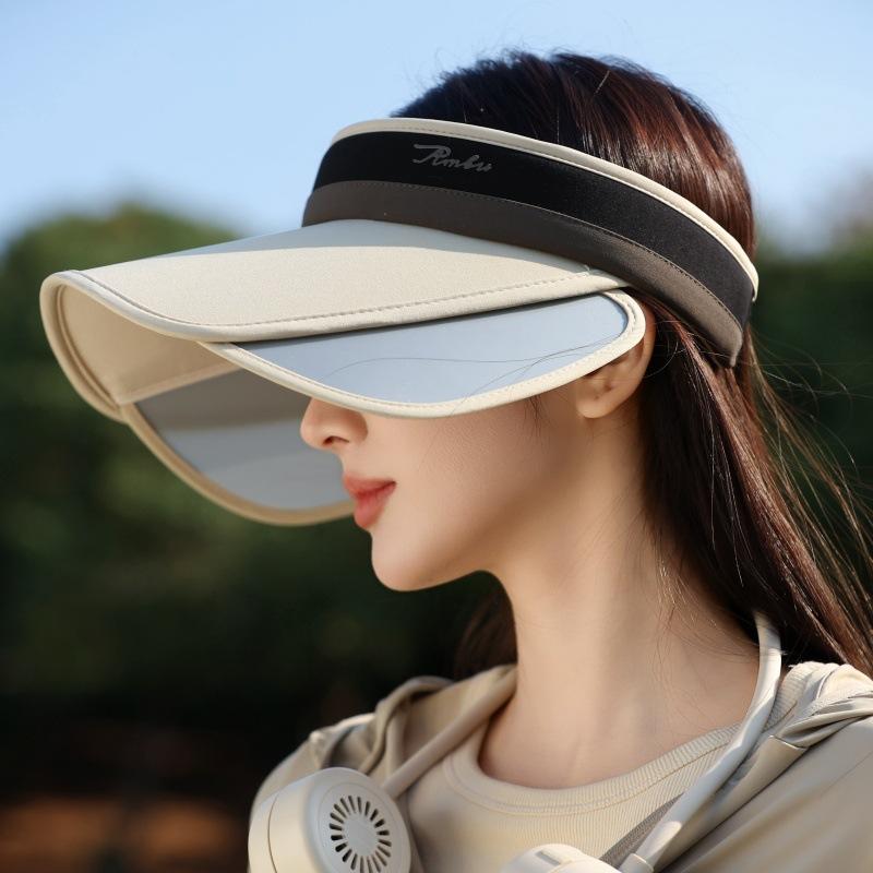 Color Matching Retractable Brim Pull Board Empty Top Sun Hat Outdoor Windproof Sports Hat Pull Board Sun Hat