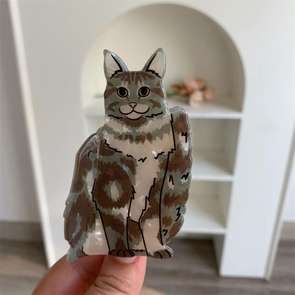 Korean Style Acetate Cat Hair Claw Cartoon Animal Shark Clip Personalized Kitten Claw Clip  Girls