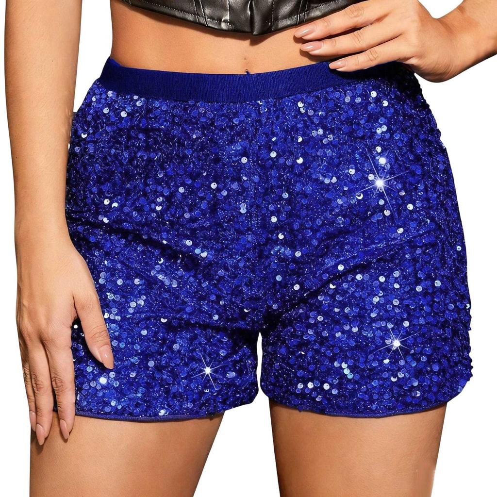 Neue Damenbekleidung, Instagram Mode-Shorts, Hoher Bund, Einfarbige, Schlankmachende, Paillettenbesetzte Damen-Hose