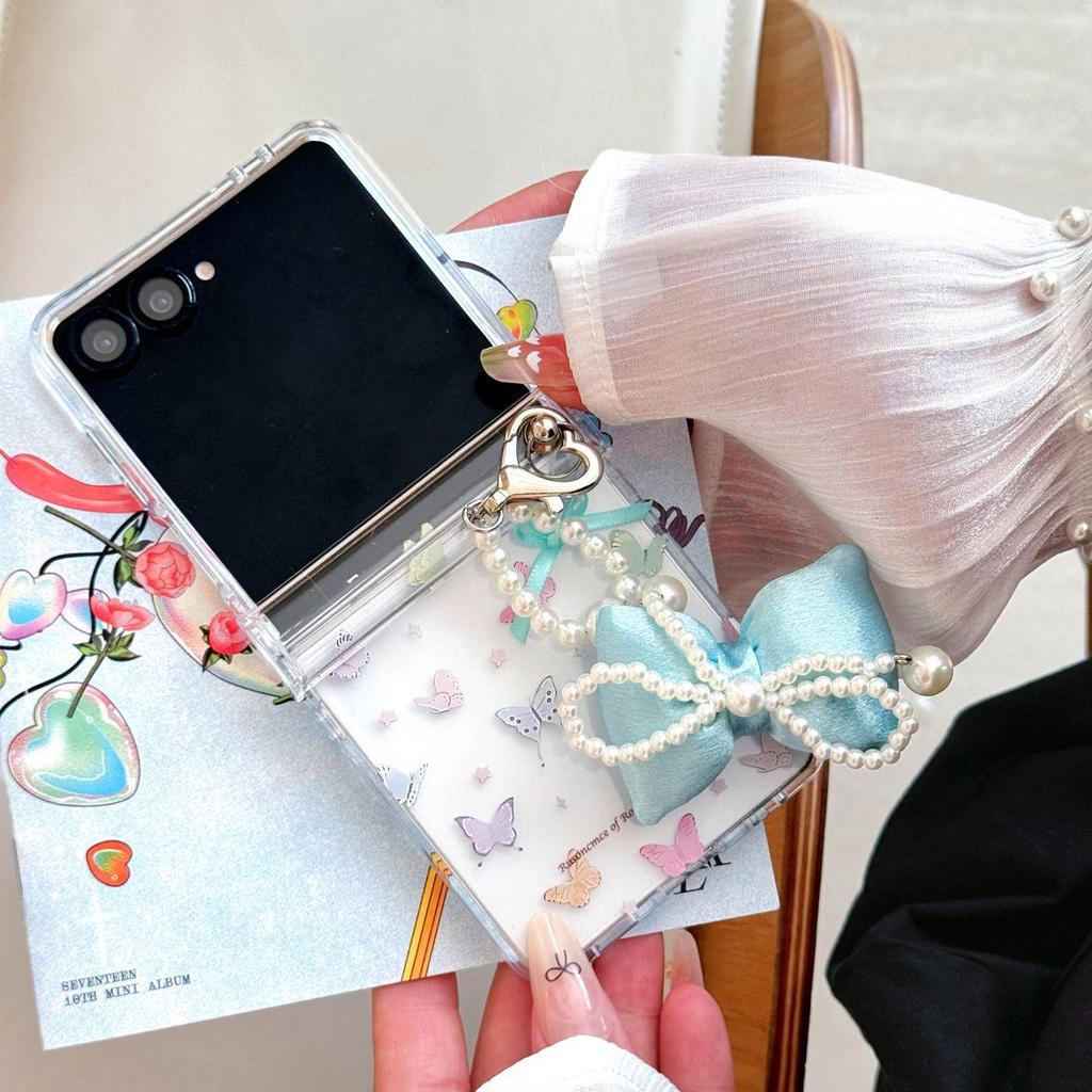 Korean Style Bow Flip Case for Samsung Z Flip7/Z Flip6 - Drop-Proof, Creative Design for Women