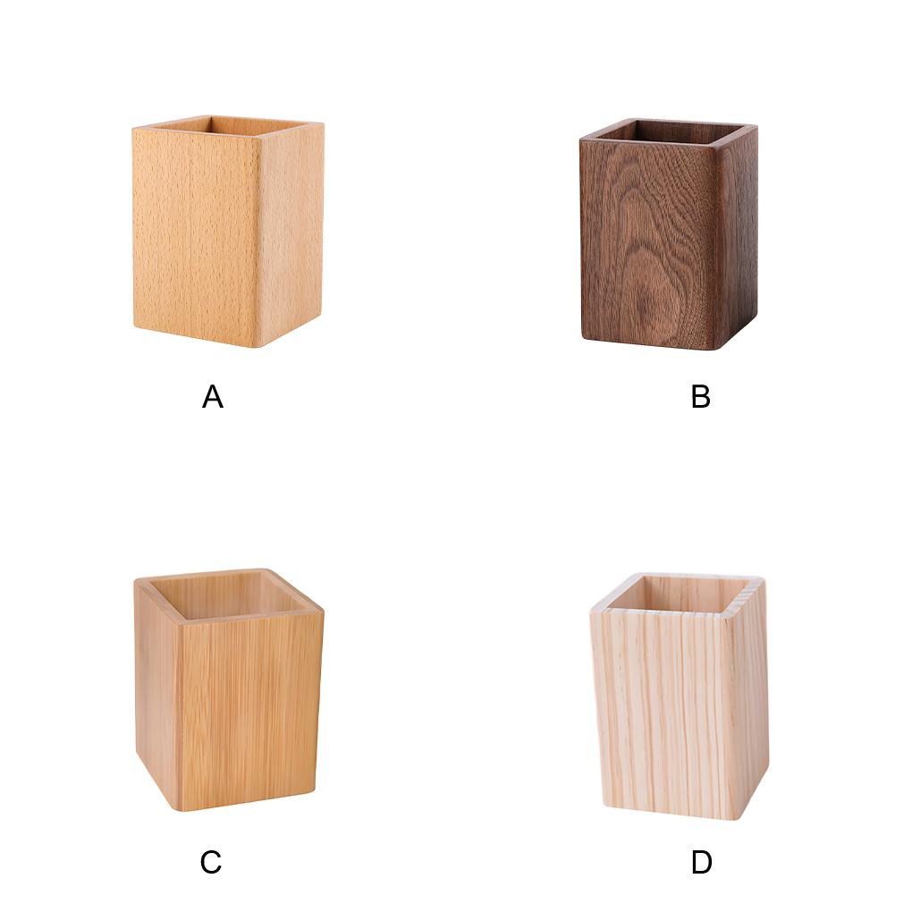 Wooden Pencil Stationery Organizer, Square Cup Holder, Black Walnut Wood, Desk Decoration, for Stationery, Make