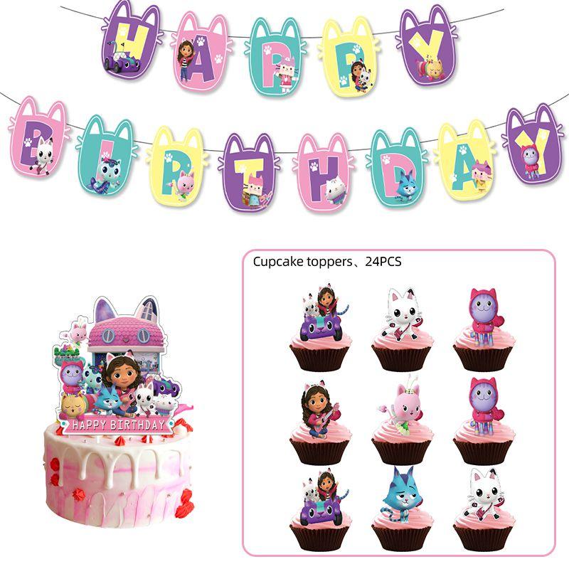 Gabbys Dollhouse Kids Birthday Party Supplies Decor Balloons Flag Topper Cake
