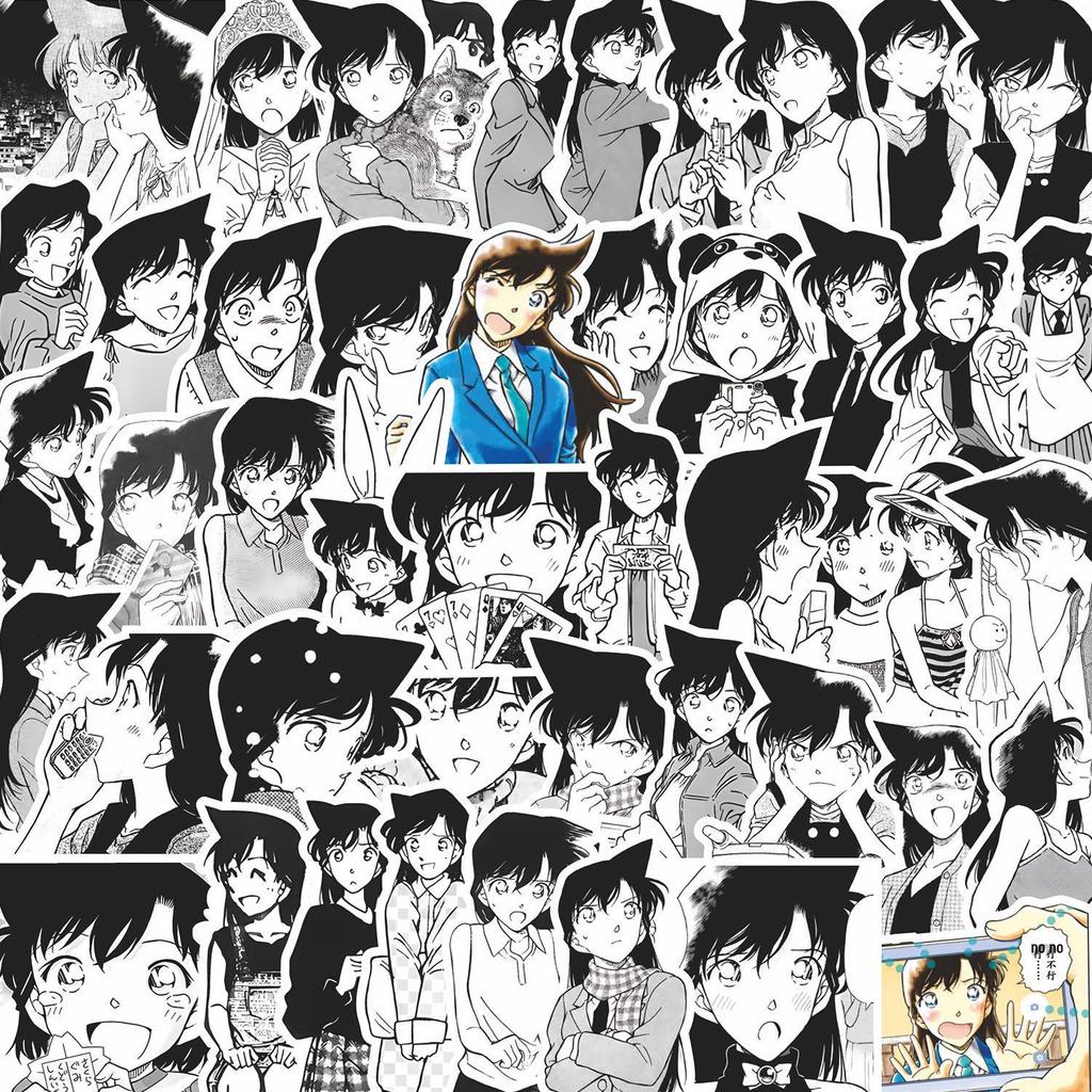 Ran Mouri Black & White Manga Sticker - Detective Conan Anime Decoration for Tablet, Planner, or Album
