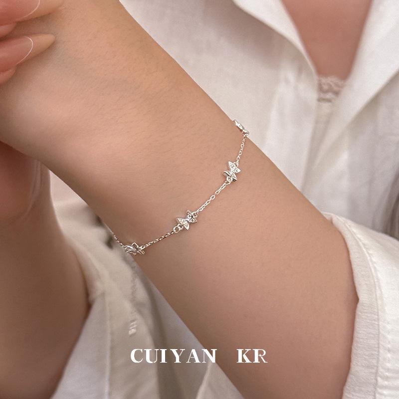 Cuiyan S925 Silver Korean Butterfly Bracelet - New Sweet & Fresh Jewelry for Women & Best Friends (2025)