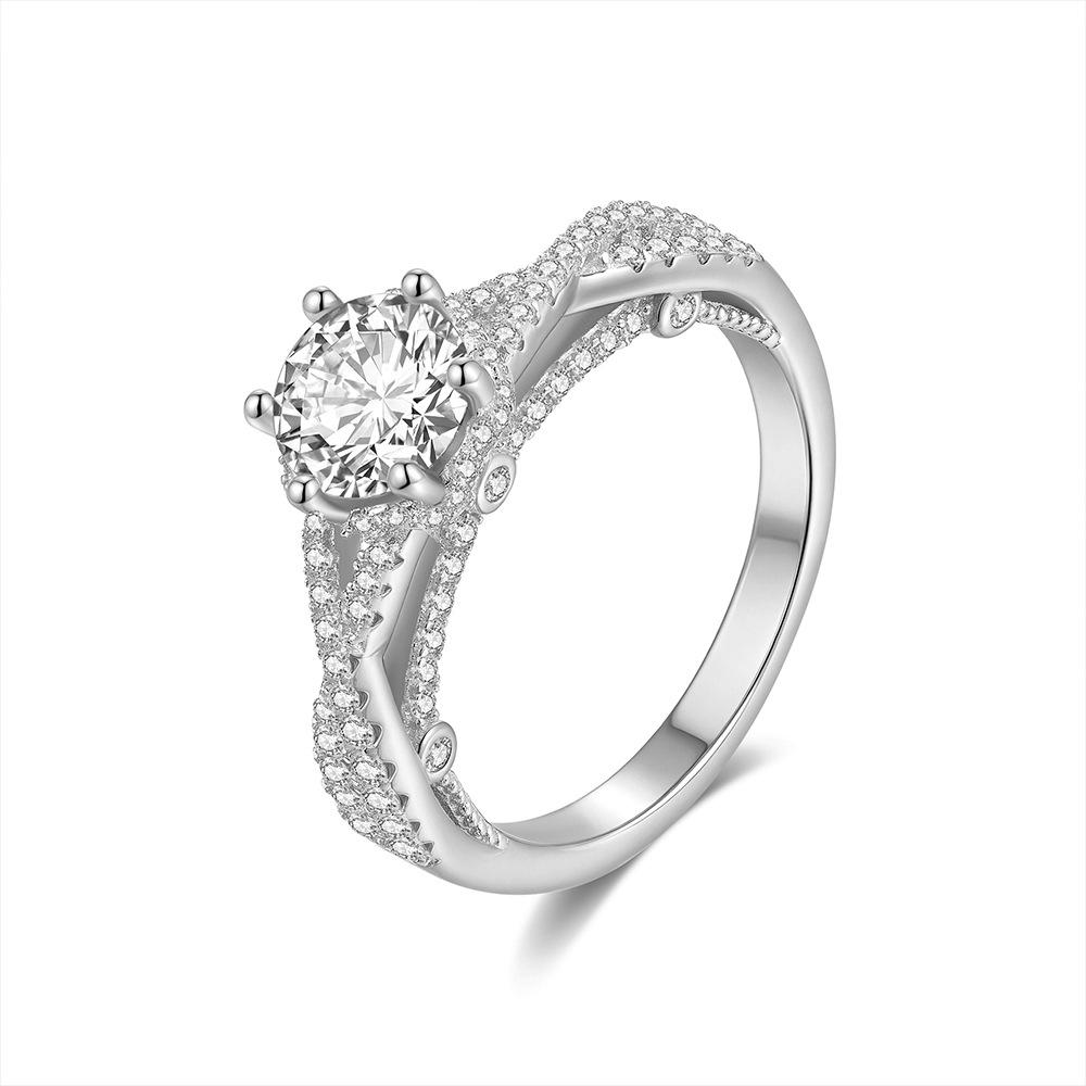 S925 Sterling Silver Moissanite One Carat Ring - Cross Design Luxury Fashion. Size 6