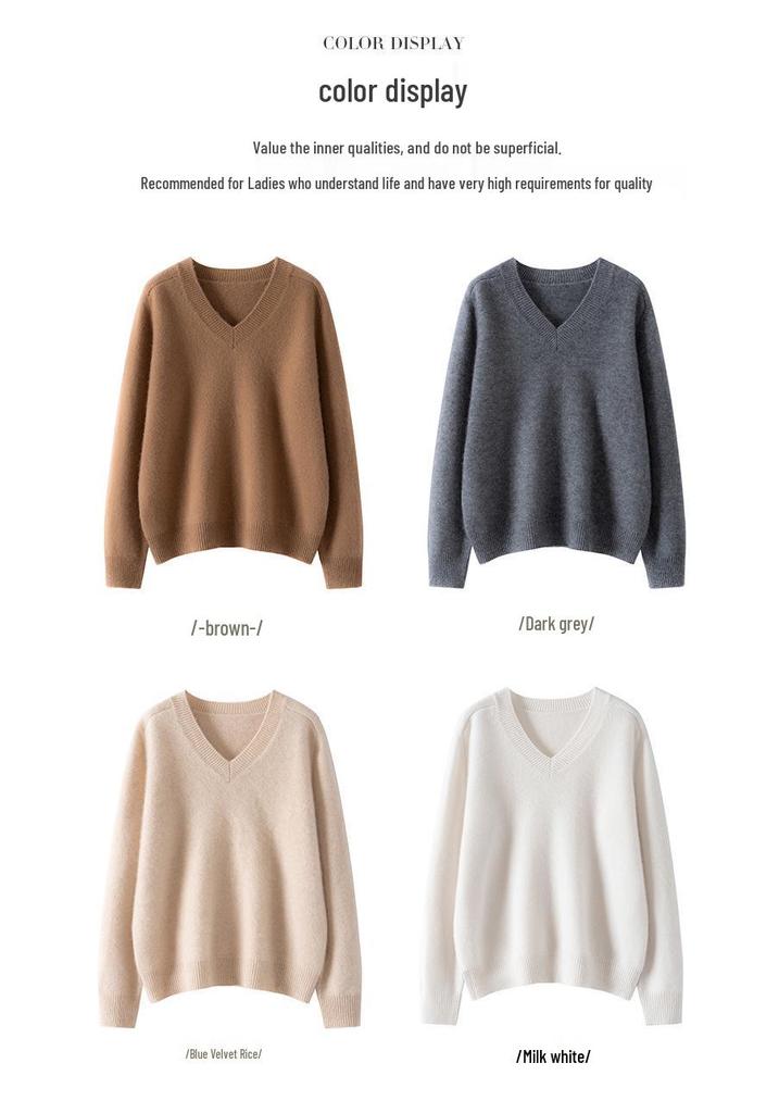 Women's Cashmere V-Neck Slimming Knit Sweater - Warm Autumn/Winter Fashion