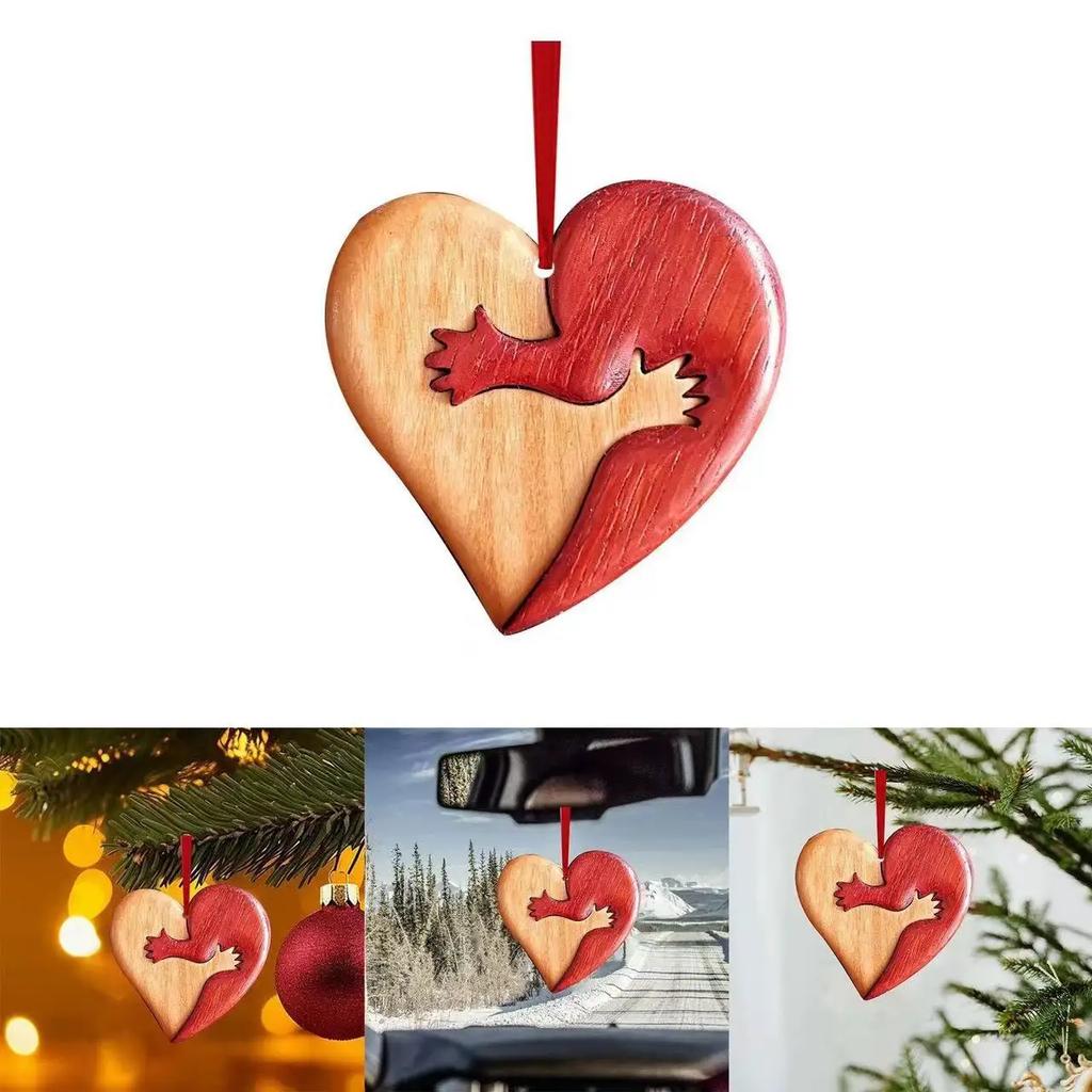 Acrylic Heart-shaped Hanging Decoration Car Rearview Mirror Pendant Christmas Tree Decoration Valentine's Day Love Pendant