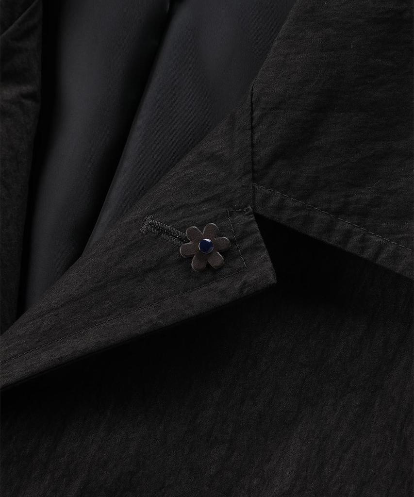Panicale Cotton Blend Collared Trench Coat [Black]