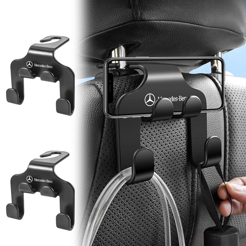 2 Stück Neue Doppelkopf Auto Emblem Haken Rücksitz Hängender Aufbewahrungshalter Handyhalter Für Mercedes Benz AMG A B C E S R G Klasse