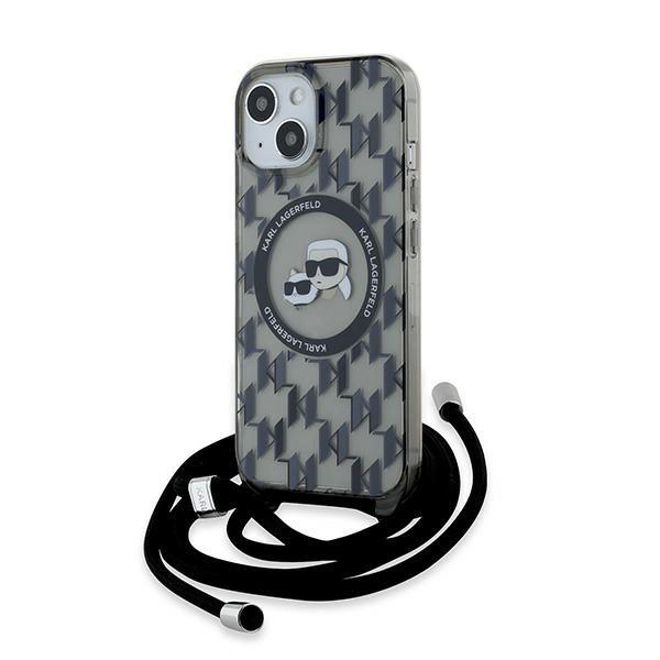 Karl Lagerfeld Klhmp15Shckcklck Iphone 15 / 14 / 13 6.1 Czarny/Black Hardcase Iml Crossbody Monogram Karl & Choupette Head Magsafe