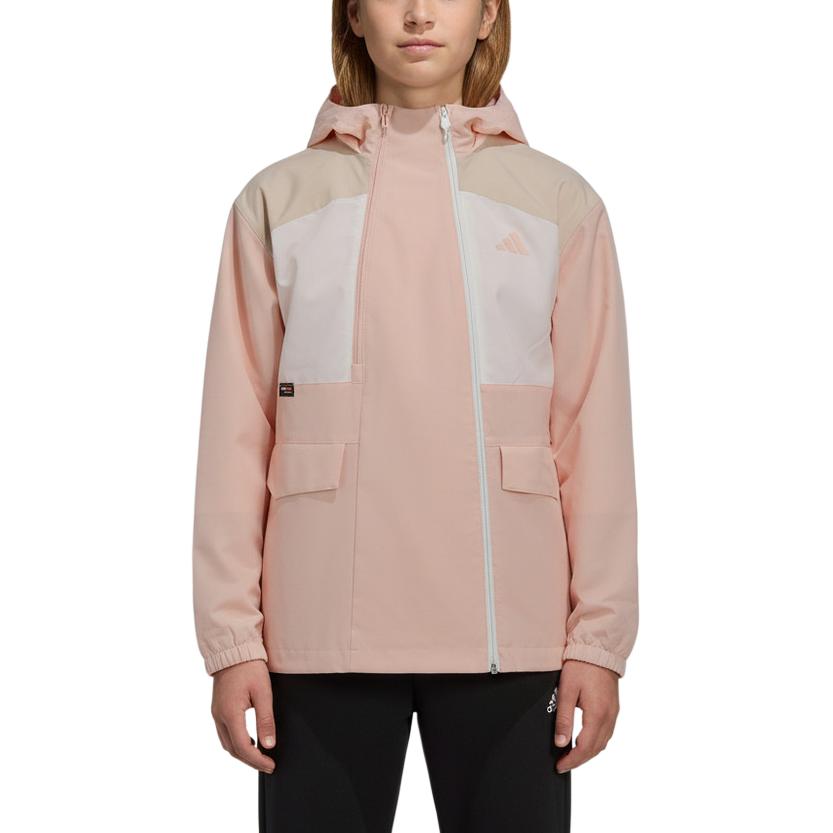 Adidas Городская куртка Color Block на молнии с капюшоном, длинный рукав, детские куртки KS3531 128