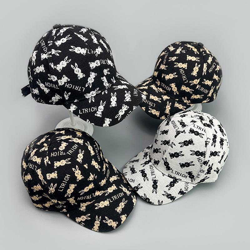 Cartoon Cute Printed Rabbit Letter Baseball Cap Men'S And Women'S Sunshade British Retro Cap