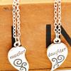 2Pcs/Set Fashion Mother Daughter Flower Carved Love Heart Pendant Necklace Gift