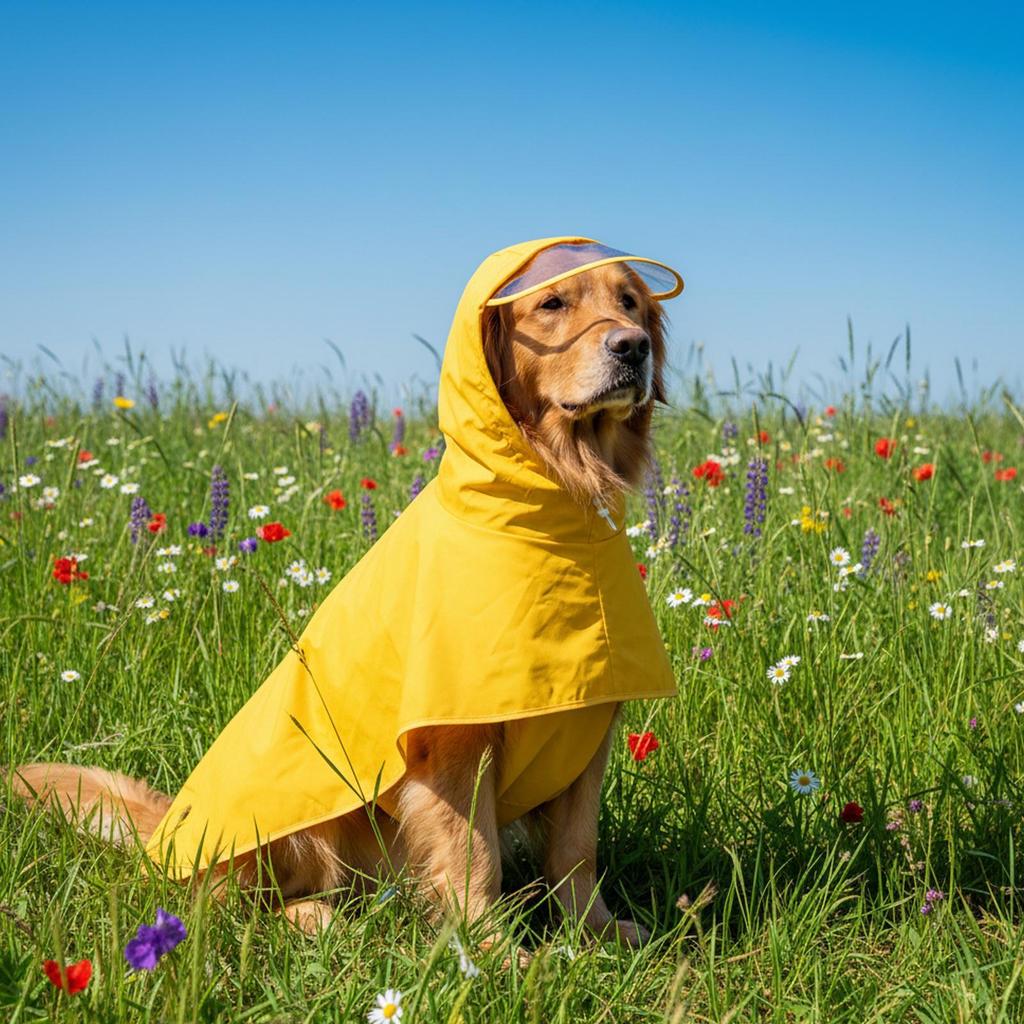 Dog Poncho Hooded Raincoat, Breathable Convenient Rain Jacket, Pet Cape for Medium Dogs