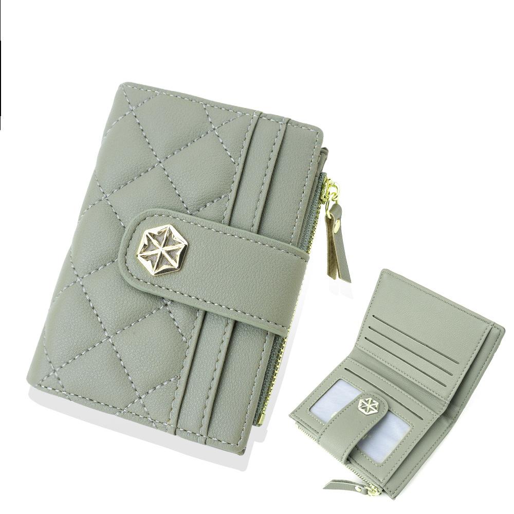 BOISEEN New Women's Short Wallet Multi-card Buckle Zipper Change Bag Fashion Quilted Card Bag