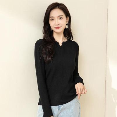 YUZHAOLIN Women's V-Neck Long-Sleeve Knit Top