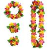 4 Pieces Hawaiian Leis Set Green Red Luau Leis Hawaiian Flowers Leaves Wreath Garland Tropical Floral Accessories for Hawaiian Luau Party Wedding