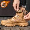 Autumn and winter high-top hiking shoes velvet snow boots thickened warm large cotton shoes large size outdoor field military boots