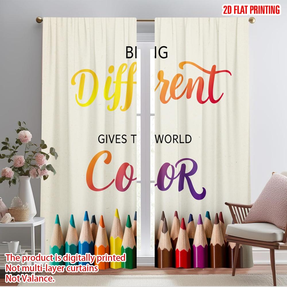 

2pcs 2D flat printing Window Curtains Being Different Gives Color Polyester Without Electricity Party Decorations Use for Photo 52.50×116.00 CM 2pcs