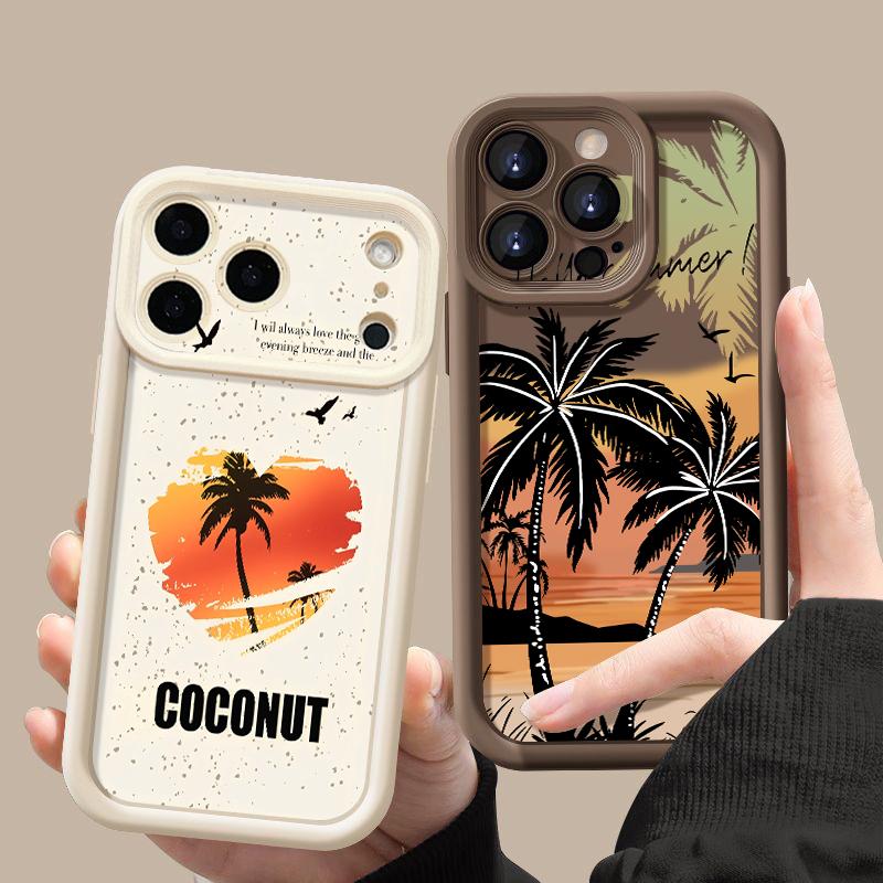 Coconut Tree Print TPU Phone Case For iPhone 17 Pro 17e 15 16 Pro Max 14 13 Pro Max 16e Shockproof Soft Silicone Back Cover