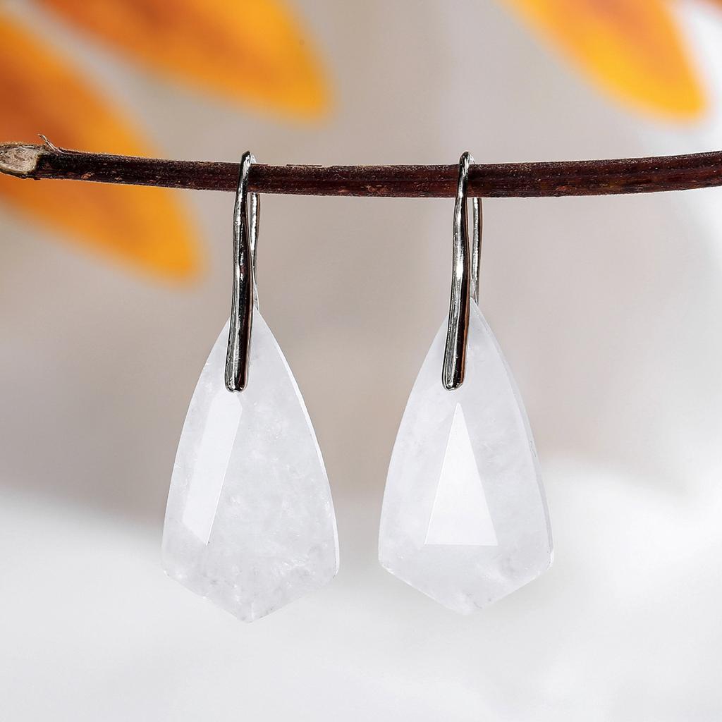 Natural Crystal Earrings, Amethyst Earrings, Cut Diamond Earrings, Christmas Gift, Valentine's Day Gift, Girlfriend Gift, Couple Gift, Birthday Gift