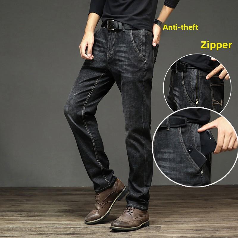 New Velvet Jeans Men's Plus Size Straight Tube Thickened Autumn and Winter Casual Trousers