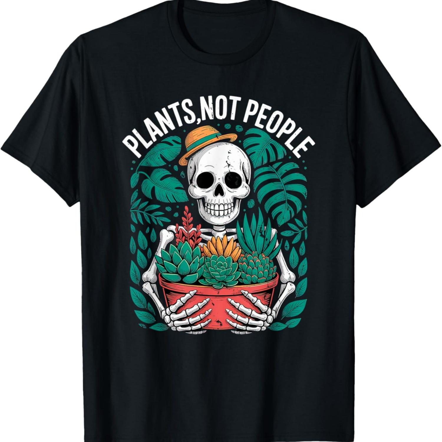 Plants Not People Skeleton with Succulents and Garden T-Shirt S чёрный