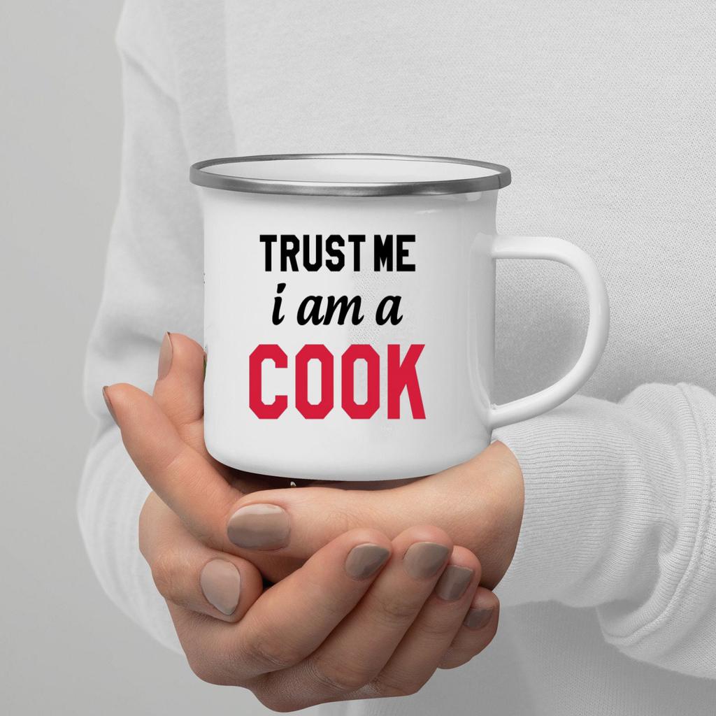 Trust Me I Am Print Enamel Coffee Mug With Handle Wine Beer Drink Juice Cola Cups Milk Mug Best Outdoor Festival Gift Outdoor