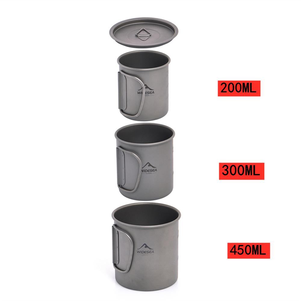 Widesea Lightweight Titanium Camping Cup with Lid - Portable and Easy to Store Tableware