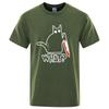 Men's High Quality T-shirt Funny Knife Cat Print Streetwear Casual Loose Short Sleeve for Men