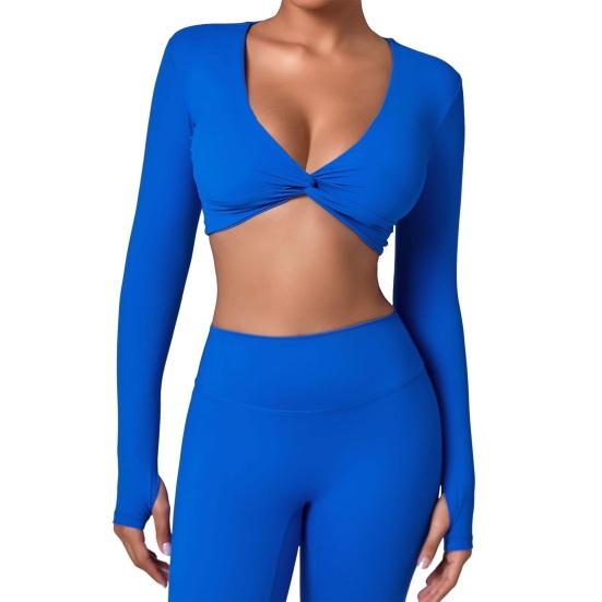 

Sleeve Workout Tops for Women Deep V Twist Front Neck Cropped Athletic Top Yoga Pilates M