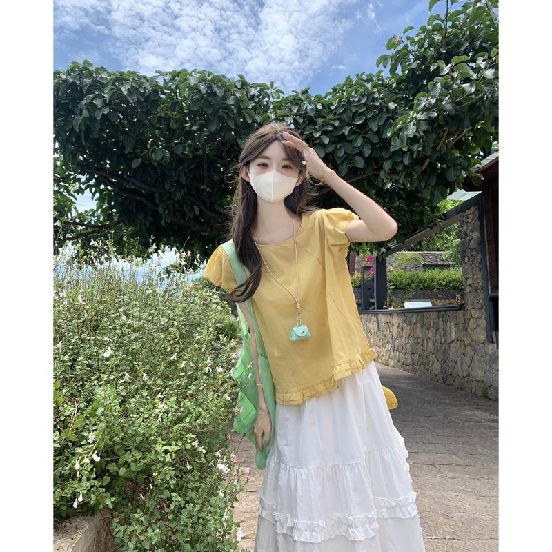 

Летняя белая универсальная кружевная юбка с эластичной талией, средней длины, большая юбка, полуюбка L