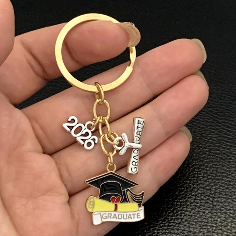 Graduation Gown Cap KeyChain Ring Student Women Jewelry Personalized Accessories Fashion Pendant Gifts Forever