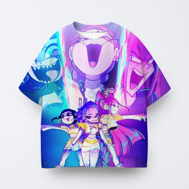Children s K-pop Demon Hunter T-shirt Short Sleeve, Children s Anime Clothing, Huntrix Tiger Origin Style T-shirt, Gift 120