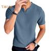 Herren T-Shirt V-Ausschnitt Kurzarm T-Shirt Einfarbig Slim Fit Weich Atmungsaktiv Sommer Casual Tops Alltagskleidung