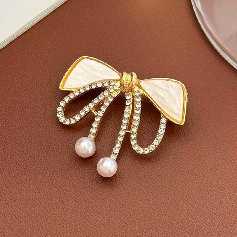 Elegant Bowknot Water Drop Brooches Pin For Girl Bridal Shiny Metal Small Brooch Pin Lapel Pins Fixed Anti Button Clothing
