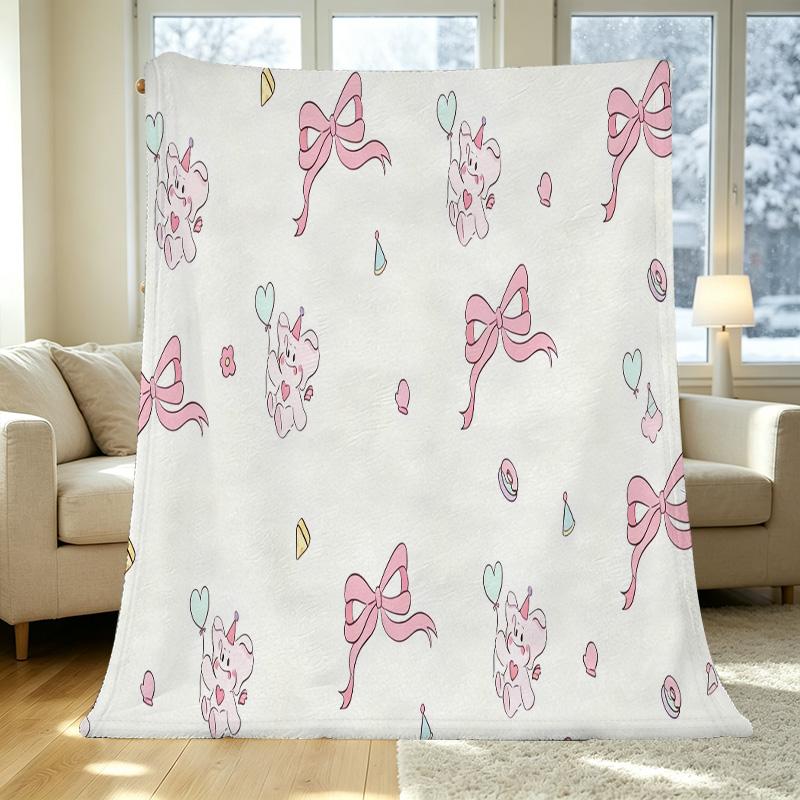 Soft Flannel Fleece Blanket – Little Elephant Series, Breathable Cozy Warm Throw for Home Lounge, Couch Naps, Halloween & Christmas