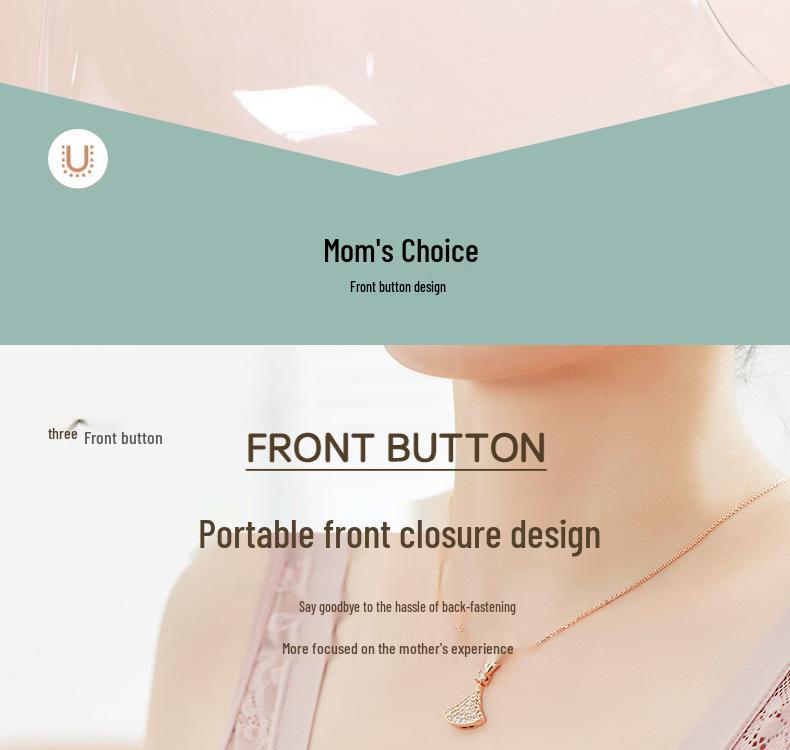 Jiao Fei Lace Wireless Front-Opening Vest-Style Sleep Bra for Middle-Aged and Elderly Women