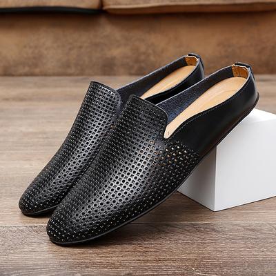 Mode Outdoor Freizeit Herrenschuhe Mode Neue Leder Driving Loafers Sommer Slipper Halbschuhe für Herren Pantoletten Mokassin Strandsandalen