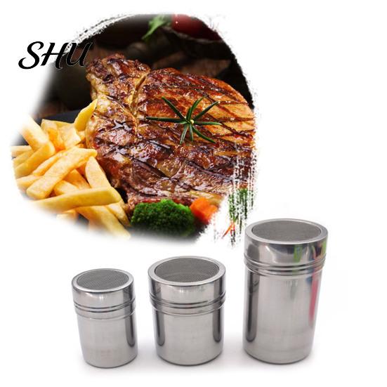 Fine Mesh Spice Dispenser Stainless Steel Sifter with Lid Rotating Cover Seasoning Jar for Pepper Shaker Even Distribution Coffee Powder BBQ