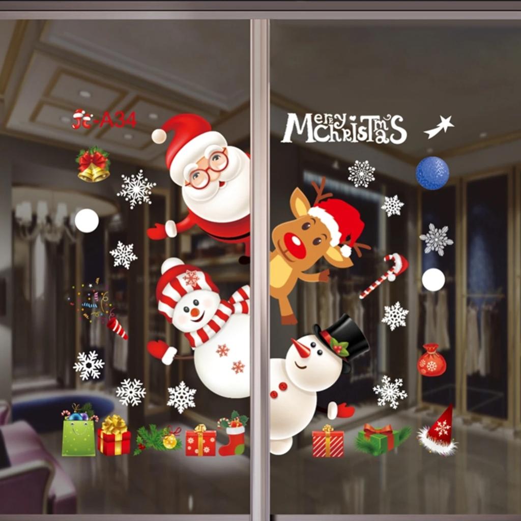 Christmas Wall Window Stickers Marry Christmas Decoration For Home 2025 Christmas Ornaments Xmas Navidad Gift New Year 2025